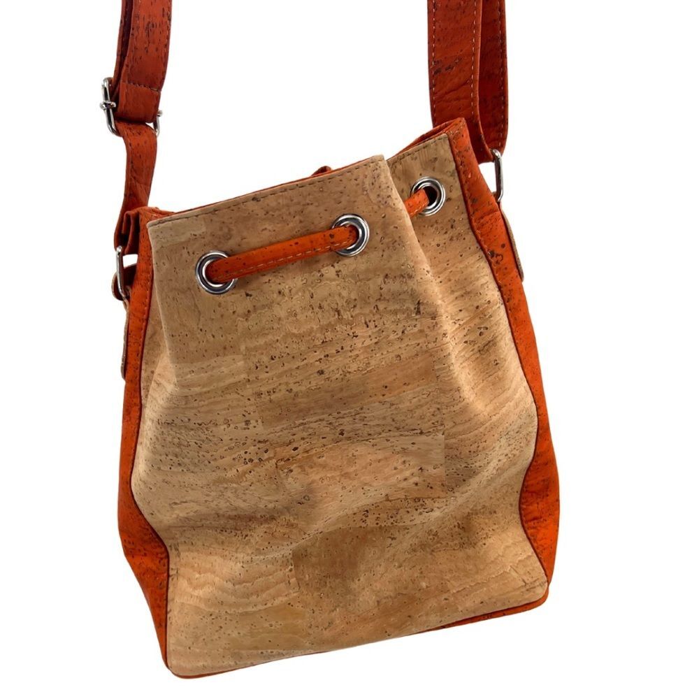Artelusa 100% Cork bucket bag purse orange Portugal neutral boho - Picture 4 of 11